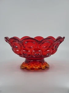 L.E. Smith Amberina Red Moon and Stars Short Footed Open Compote  Candy Nut Bowl - Picture 1 of 4