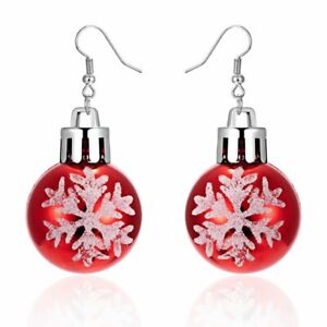 Christmas Resin Ball Snowflake Hook Earrings Dangle Women Jewelry Xmas New Gift