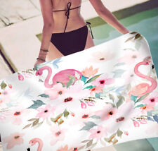 Tropical Leaves Flamingo Beach Towel Blanket Spa Surf Swim Holiday Birthday Gift