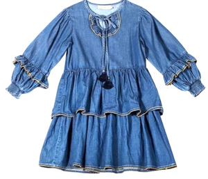 Paper Wings Chambray Stufen L/S Kleid - Faded Indigo - Neu mit Etikett Mädchen 5 - Bild 1 von 3