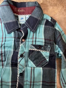New From Dubai boy flannel shirt warm cute roll up sleeves shirt for 24-48 - Picture 1 of 13
