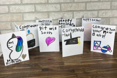 One of a Kind HAND DRAWN Handmade Greeting Card Made a Kid- who needs Hallmark ? - Image 1 of 4