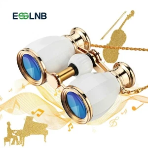 4 x 30 Opera Theater Binocular Glasses Antique Style White pearl with Gold Trim - Picture 1 of 10