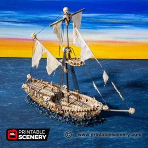 Undead Sloop - Undead Pirate Ship - Tabletop Terrain Miniature Terrain Wargaming - Picture 1 of 10