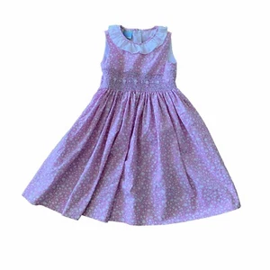 Velani Classics Girls Size 4 Pink Floral Smocked Ruffle Pleated Sleeveless Dress - Picture 1 of 11