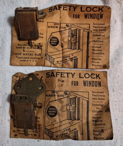 VINTAGE SUN METAL PRODUCTS BRASS SAFETY LOCK FOR WINDOWS Cover