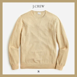 NWT - J. Crew Men's Cotton Piqué-Stitch Crewneck Sweater, Warm Camel Small - $69 - Picture 1 of 8