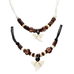 cadena de dientes de tiburón real cadena de surf cuentas de material natural gargantilla hz2 - Imagen 1 de 12