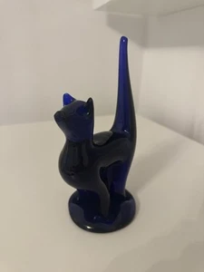 Bristol Blue Glass Cat Ornament - Picture 1 of 6