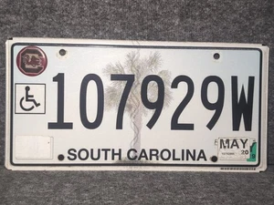 Handicapped License Plate South Carolina SC Car Plate Tag #107929W - Picture 1 of 9