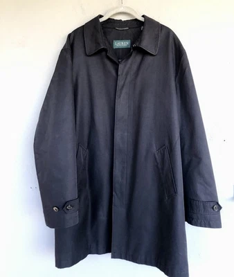 Abrigo Lauren Ralph Lauren Para Hombre 40R Negro Mezcla Lana Topcoat Forrado Repelente al Agua Foto 1 de 4