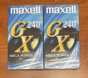 2 cintas de video en blanco cinta VHS Maxell GX-240 cintas eléctricas - NUEVO, SELLADO - Imagen 1 de 4
