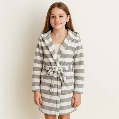 P.J. Salvage girls gray&white fleece robe  - Image 1 of 4