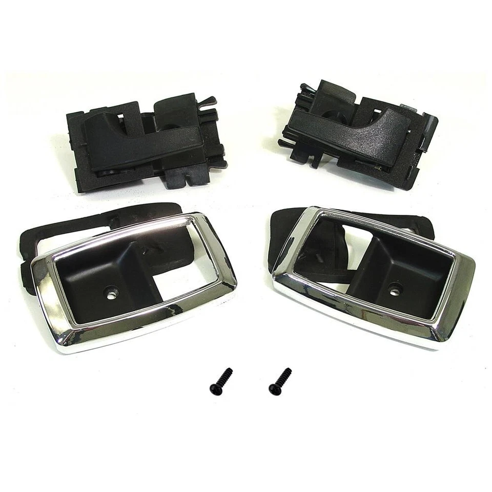 KIT COMPLETO MANIJA DE PUERTA INTERIOR FORD MUSTANG 1979-1993 Y BISEL NEGRO/CROMO - FOX Foto 1 de 4