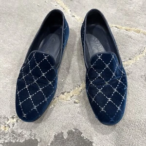 Original Chanel Halbschuhe blau Samt Größe 37 - Bild 1 von 5