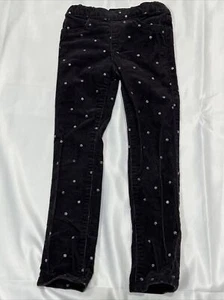 H&M Black Silver Sparkly Dotted Corduroy Skinny Pants Sz 6 Stretchy Adjustable - Picture 1 of 7