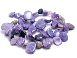 "Cuentas sueltas de chips de piedras preciosas charoite de 10-12 mm 15,5" - Imagen 1 de 4