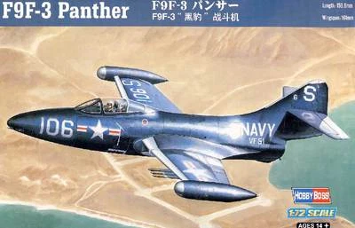 Hobbyboss - Grumman F9F-3 Panther US Navy VF-51 Modello Kit 1:72 Nuovo Ovp Kit - Immagine 1 di 3
