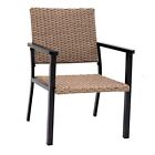  Outdoor Lounge Stuhl für Außenterrasse Veranda, Metallgestell Allwetter Natur