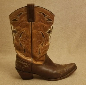 Corral Damen braune Cross Distress Leder Western zum Anziehen Schere Zehenpartie Stiefel Gr. 10 M - Bild 1 von 11