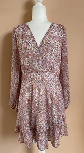 Vestido Sincerely Jules Rosa Estampado Floral Poli Babydoll Niveles X/L - Imagen 1 de 7