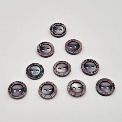 10 Perlmutt Knöpfe 2-Loch 14 mm Grau Marmoriert / Mother-of-Pearl Button MOP D7 - Bild 1 von 3