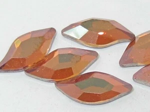 12 Pcs 10x5mm DIAMOND LEAF COPPER HOT FIX European Rhinestones - Picture 1 of 1