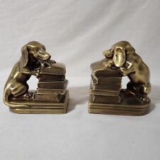 Vintage Brass Dachshund Dog Bookends by PM Craftsman cast iron brass plated Cute