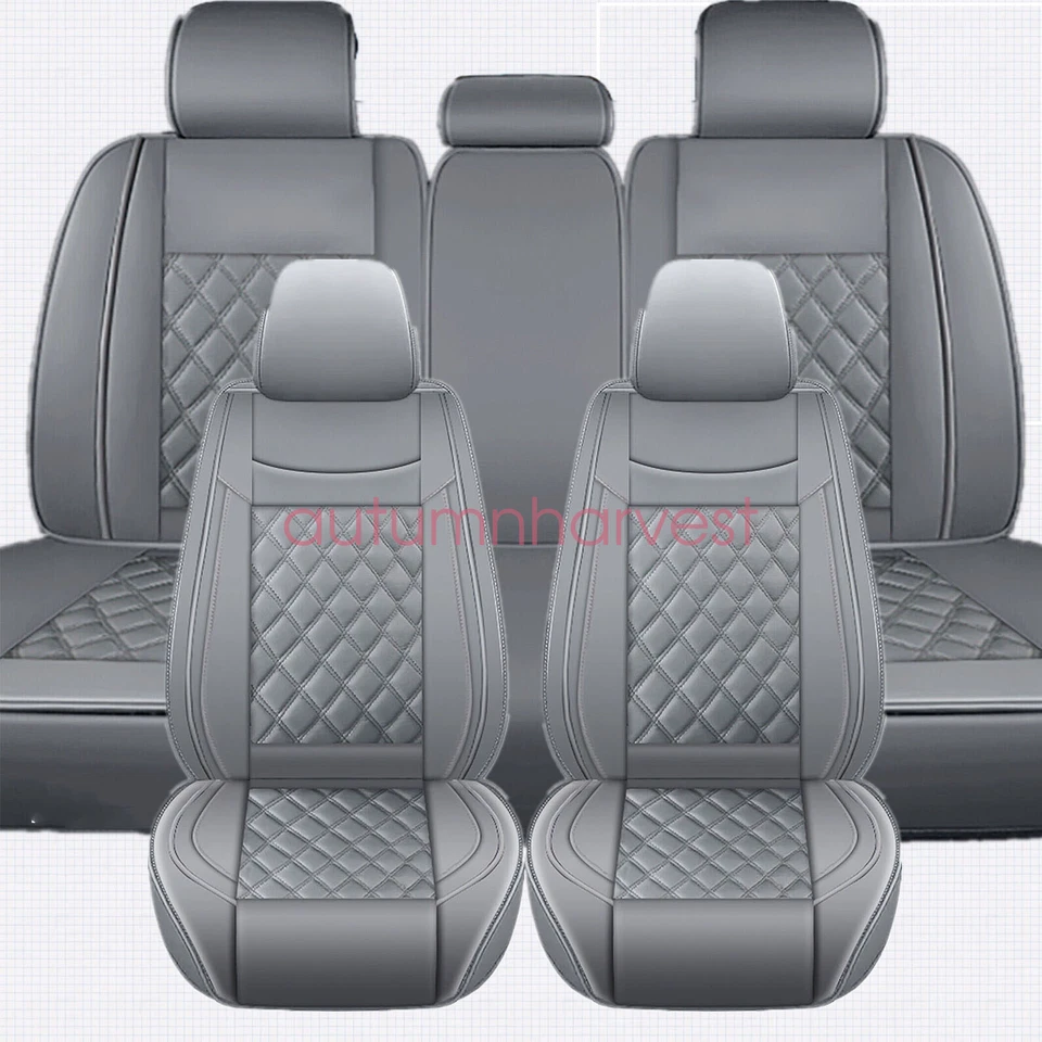 Juego completo de 5 fundas de asiento de cuero PU gris protector de cojín para Honda CR-V Foto 1 de 4