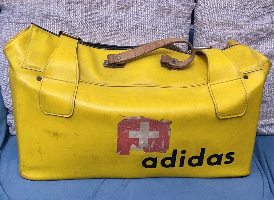 Vintage Rare! Early Original Adidas duffle gym luggage bag Leather handles! - Image 1 of 4