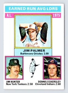 1976 Topps Card, #202 Jim Palmer, Jim Hunter & Dennis Eckersley, ERA Leaders - Picture 1 of 3