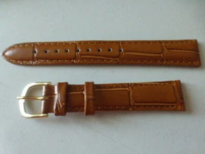 Uhrenarmband Leder, hellbraun/goldfarben  Stegbreite: 16 mm  UNBENUTZT - Bild 1 von 2