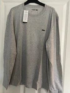 LACOSTE Men's Grey Long Sleeve T-Shirt Logo Size 5 UK L Chest 44" : New Tags - Picture 1 of 9