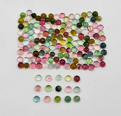 Natural Multi Tourmaline Round Cabochon Loose Gemstone Lot 100 Pcs 3 MM - Image 1 of 4