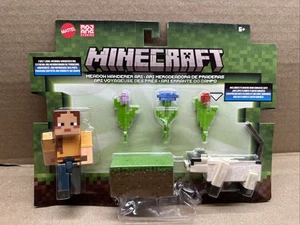 Paquete de 2 figuras de Minecraft 2025: MEADOW WANDERER ARI y gato siamés (con flores) - Imagen 1 de 3