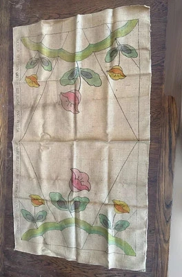 Vintage Bucilla Printed Hooked Rug Canvas #7217 Floral 30x54 - Image 1 of 4
