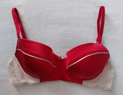 NOVO Sutiã Intimissimi com Seda Modelo Sofia Vermelho e Bege 36B (Reino Unido e EUA)/80B (UE) - Imagem 1 de 4