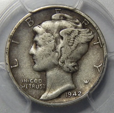 1942/1 PCGS VF30 MERCURY SILVER DIME - Image 1 of 4