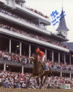PAT DAY SIGNED AUTOGRAPHED 8x10 PHOTO + 1992 KENTUCKY DERBY WINNER BECKETT BAS - Picture 1 of 2
