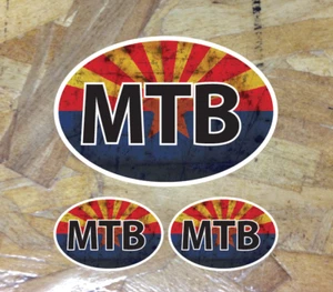 MTB Rusty Mountain Bike AZ Arizona Flag Mountain Bike calcomanía adhesiva - 3 por 1 - Imagen 1 de 1
