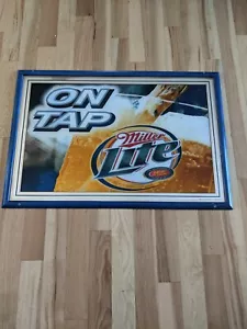 Grande Insegna Specchio Birra 38x28 Vintage Miller Lite Pubblicità Su Rubinetto - Foto 1 di 12