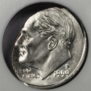 1999 NGC MS64 Elliptical Football Shaped 1.42 Gram Clip Dime Mint Error Unique - Picture 1 of 4