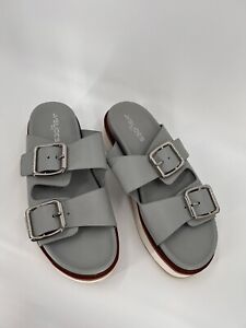 J Slides NYC Women's Gray Platform Sandals Size 9 Height 2 Inches Excellent UC