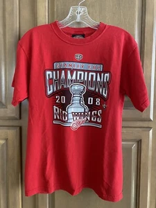 2008 DETROIT RED WINGS Kids T-Shirt Tee ~ Youth Size XL ~ Stanley Cup Champions - Picture 1 of 8