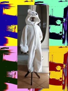 Kostüm Eisbär Bär Polarbär Overall Einteiler Kinder Fasching Karneval Halloween - Bild 1 von 3