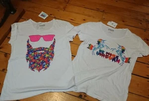 2x T Shirt Binge Large L Beard Primark Gay Bi SUNGLASSES Unicorn White Rainbow - Picture 1 of 7