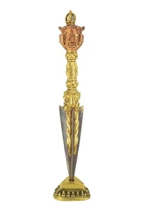 Phurba vintage de tres metales de 10" con soporte - Imagen 1 de 1