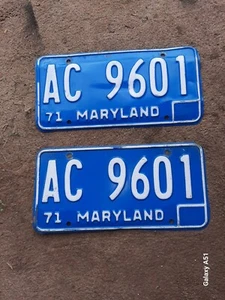 Vintage 1971 Maryland Antique Motor Vehicle License Plate set! - Picture 1 of 1