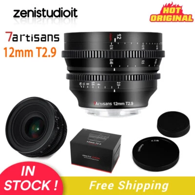 US 7Artisans 12mm T2.9 APS-C Cinema Lens Fr Sony E Canon RF Leica L Mount Camera - Image 1 of 4