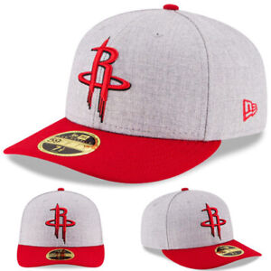 New Era Houston Rockets Fitted Hat NBA Authentic Low Profile Gray Red 2 Tone Cap